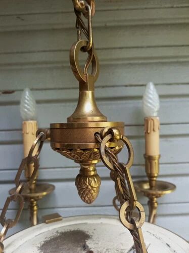 Exceptional bronze chandelier with 6 lights in Louis XIII style, in working condition - 7.5 kg