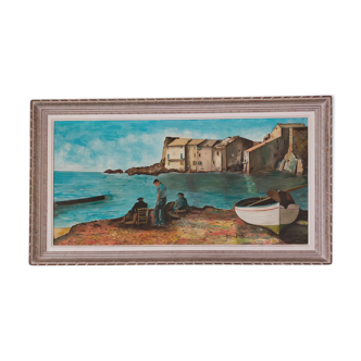 Erbalunga, Corsica oil on panel signed Amadei François