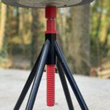 Vintage round stool with adjustable screw black and red 1970