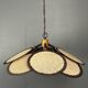 Lampe suspendue en macramé avec ventilateur uchiwa en fibre de rotin, années 1970.