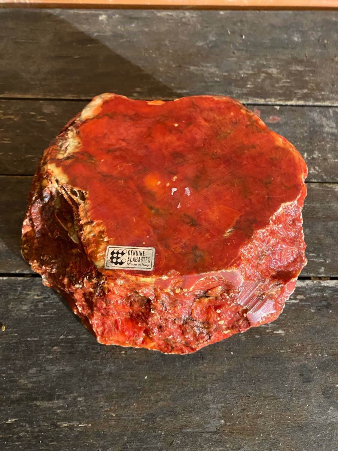 Vintage 70s ROMANO BIANCHI Red Alabaster Ashtray Made in Italy