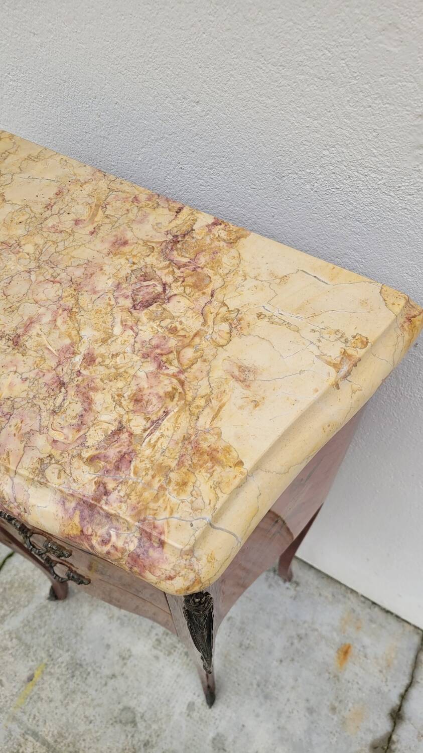 Louis xv style bedside table in rosewood marquetry