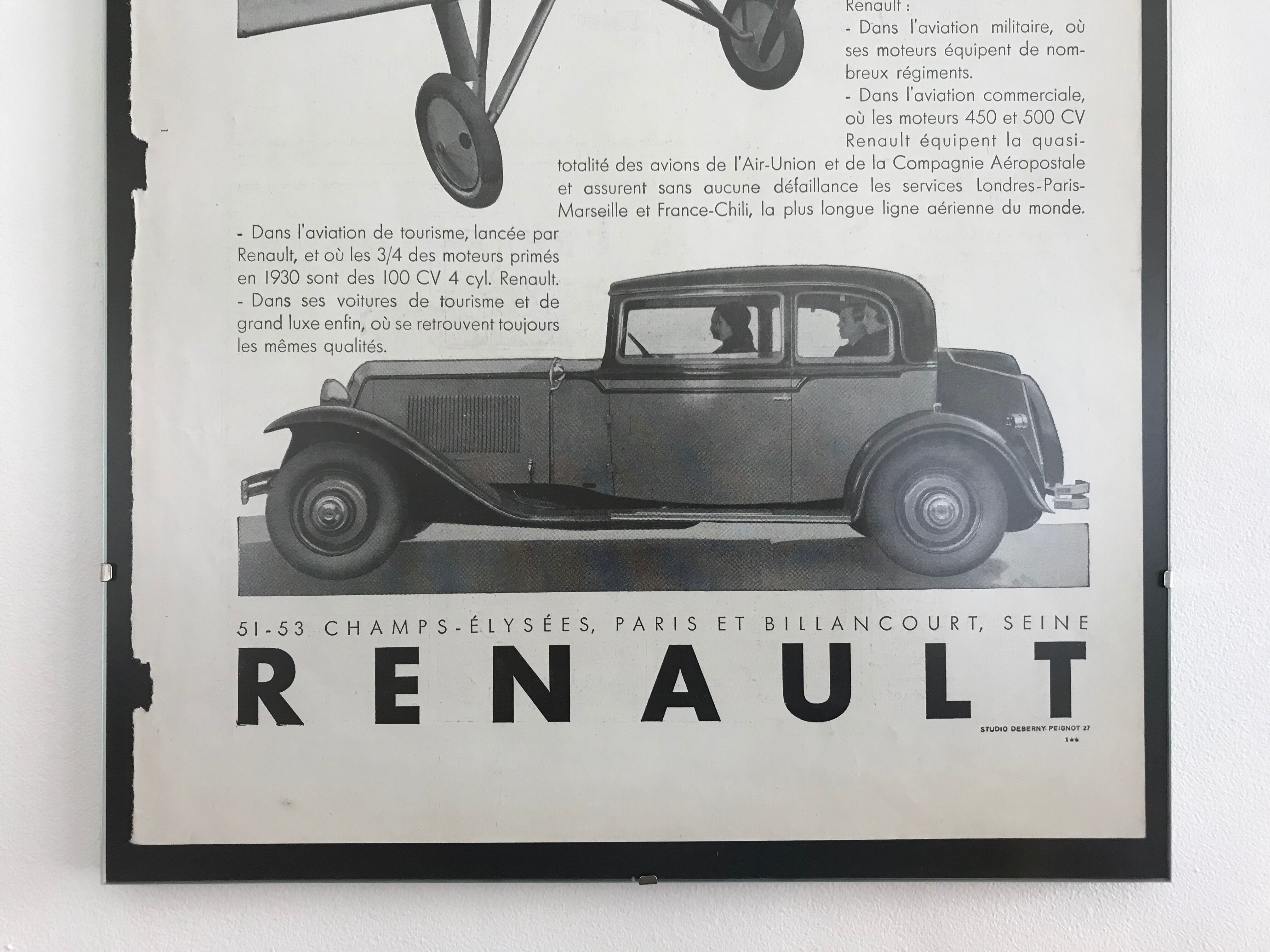 Advertising poster Renault 1930