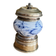 Antique porcelain pepper mill with floral design and gold-plated metal / brass –