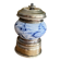 Antique porcelain pepper mill with floral design and gold-plated metal / brass –