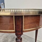 Louis XVI style mahogany bouillotte table in marquetry and bronze
