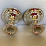 Pair of candlesticks silver chromed metal