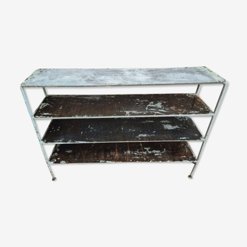 Industrial shelving shoe cabinet side table