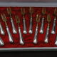 12 Cake Forks Silver Metal and Golden Blades Louis XVI Style