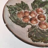 Vintage ceramic bowl – embossed grape pattern in slip style