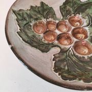 Vintage ceramic bowl – embossed grape pattern in slip style