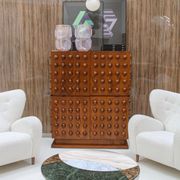 Brutalist Style Italian Dry Bar made of Oak Wood, Hand-carved Drinks Cabinet