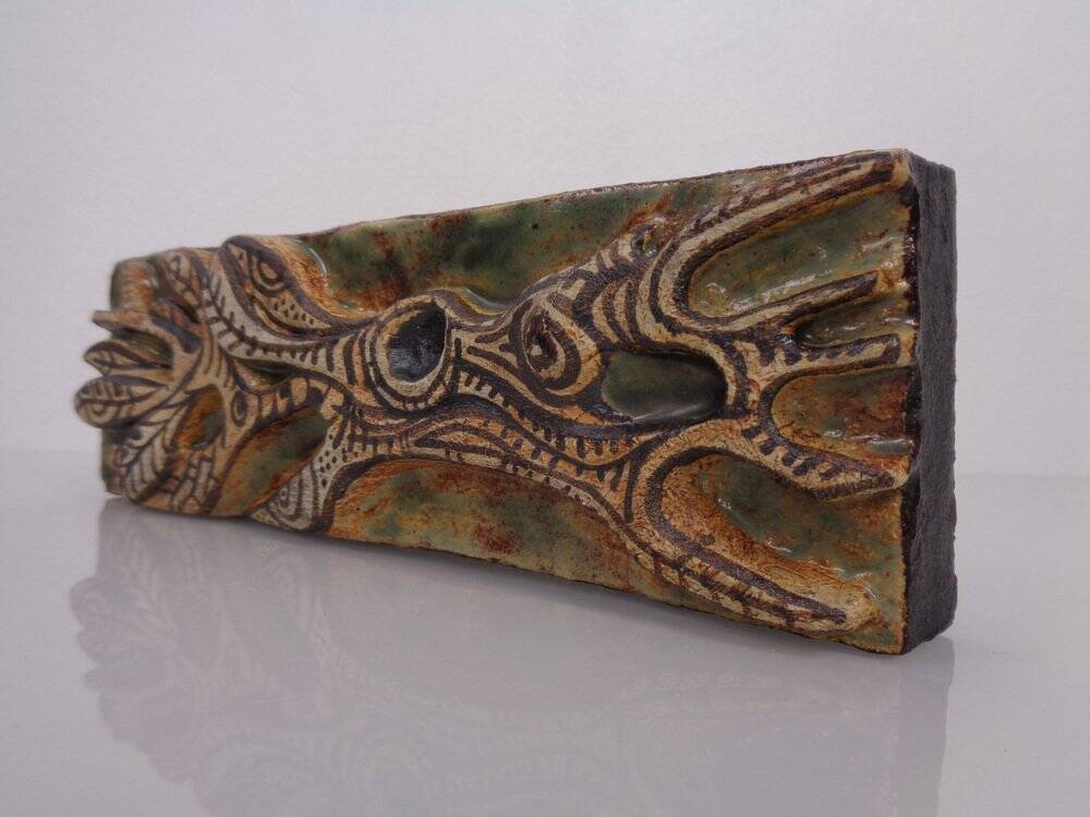 Studio ceramic wall plaque by Gerhard Liebenthron, Germany, 1983