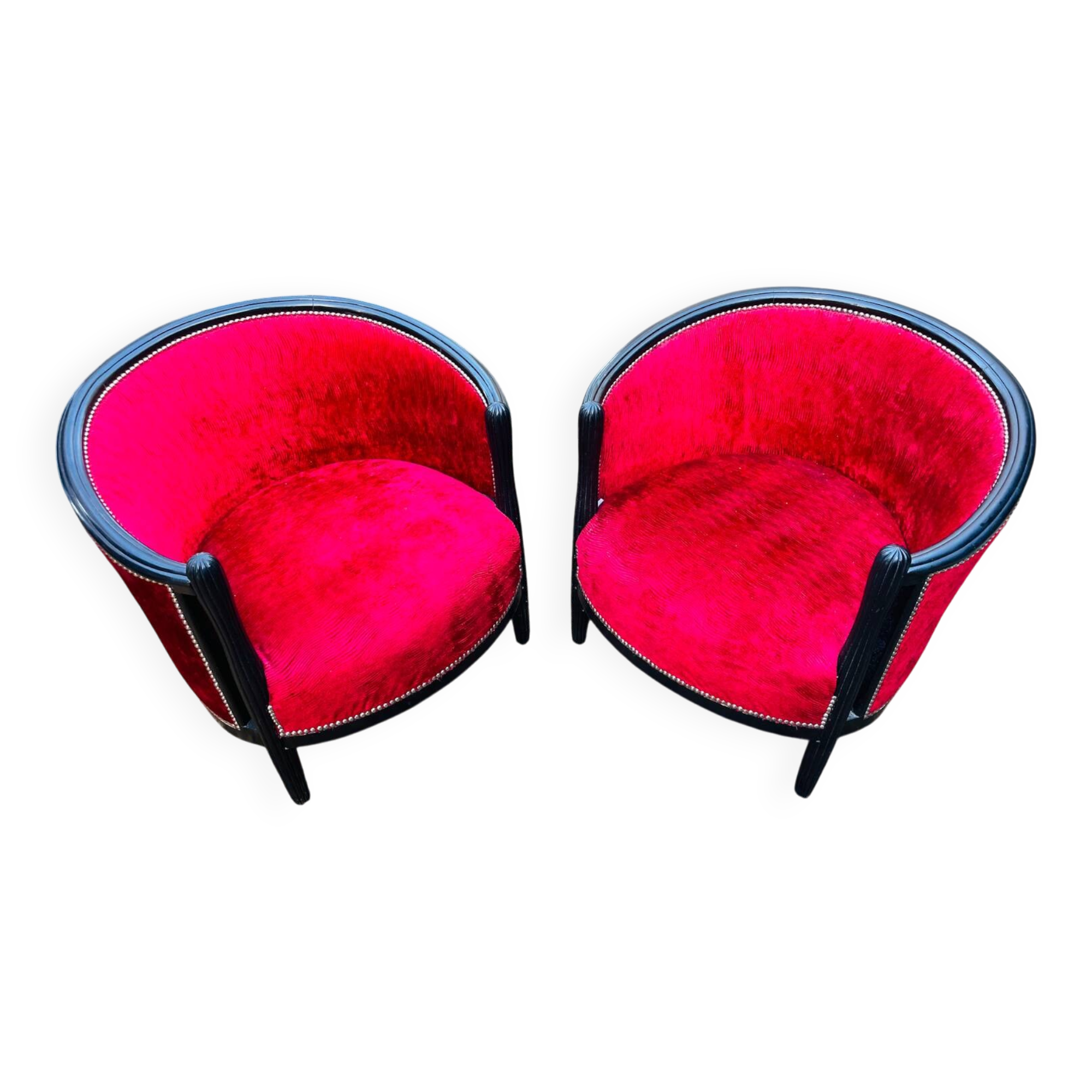 Pair of "barrel" armchairs