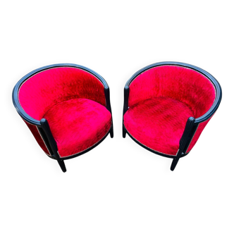 Pair of "barrel" armchairs