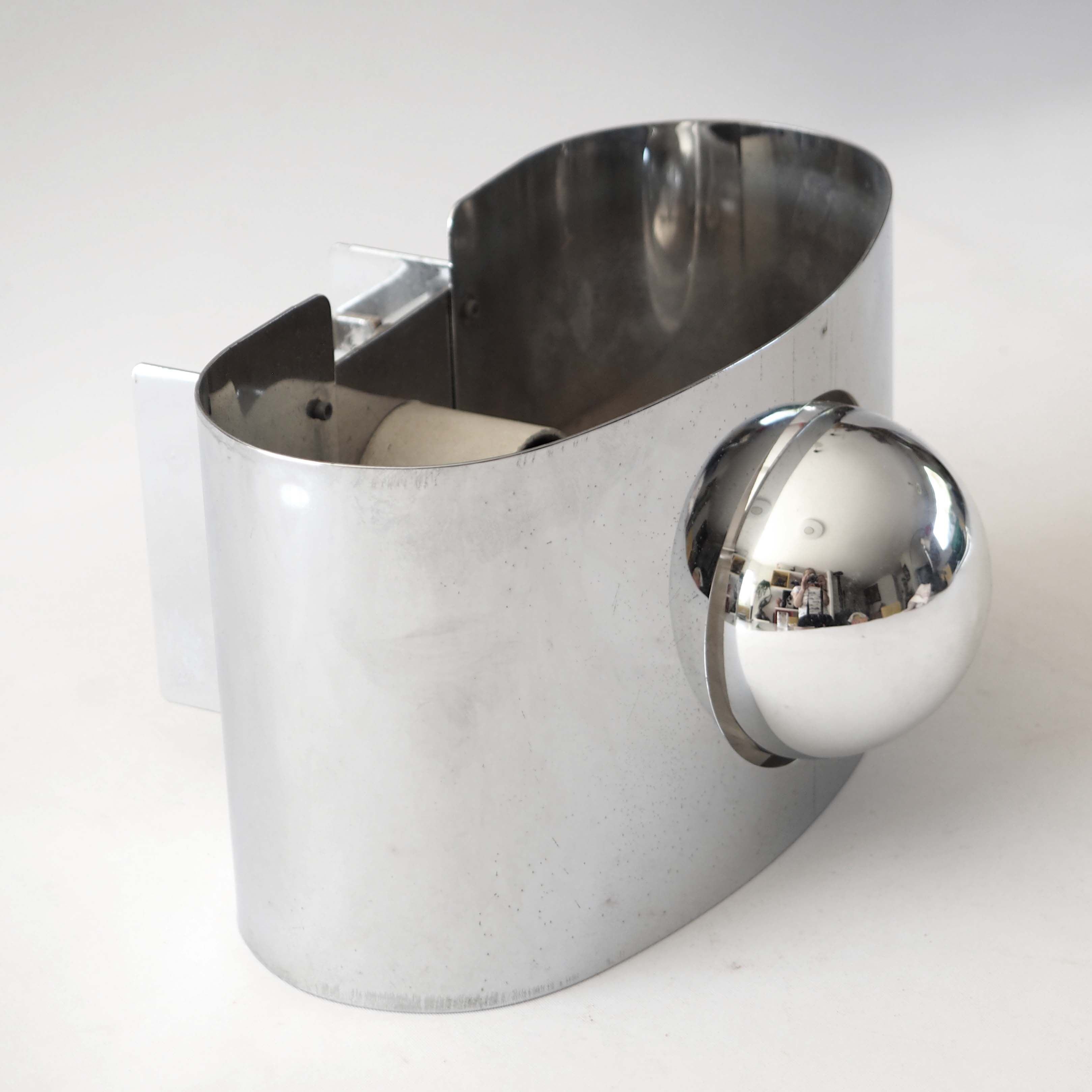 Stainless steel wall lamp space age 1970