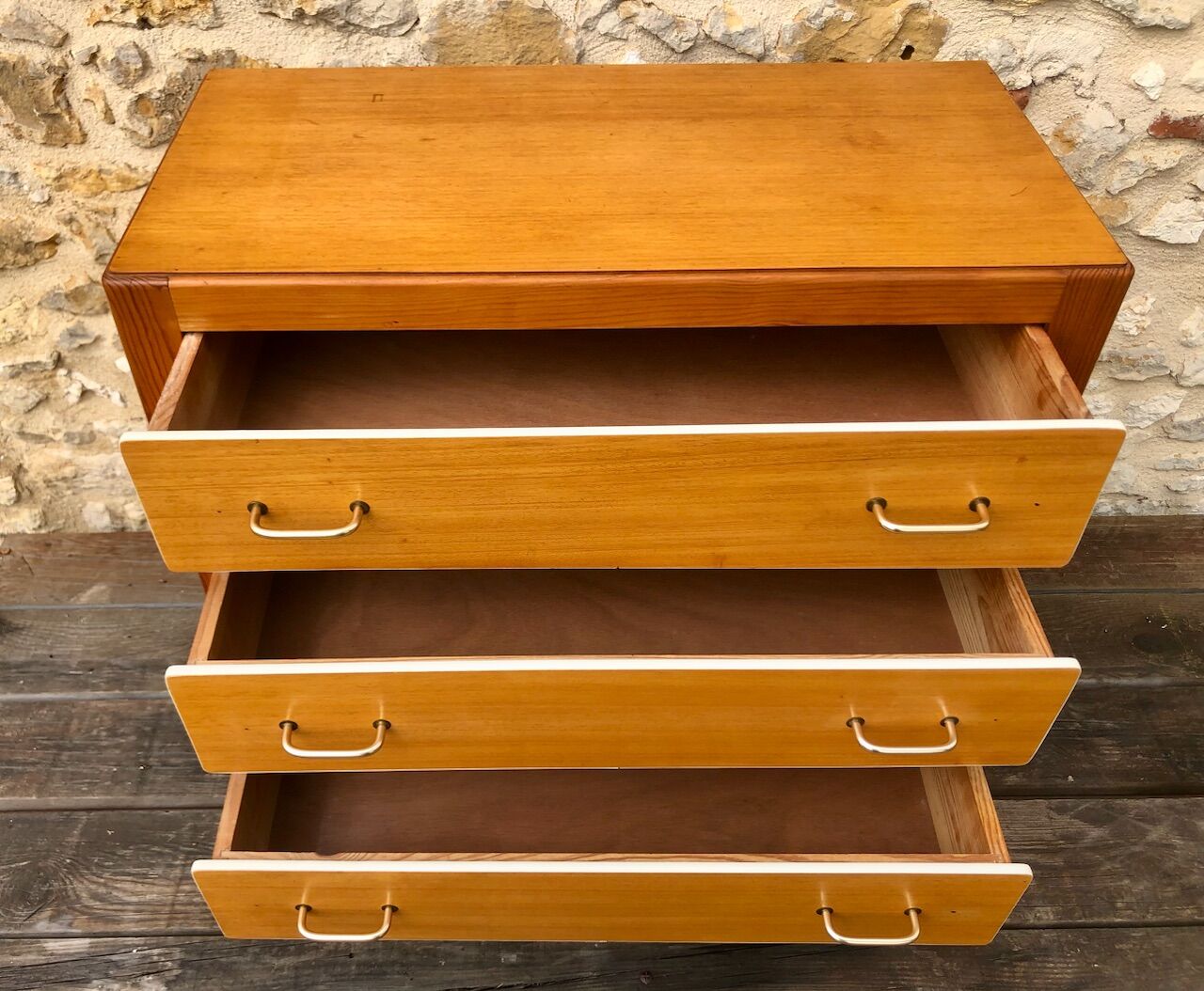 Vintage blond wood chest of drawers, circa 60s