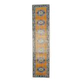 Vintage Turkish Oushak Handmade Wool Cotton Orange Runner 74x325