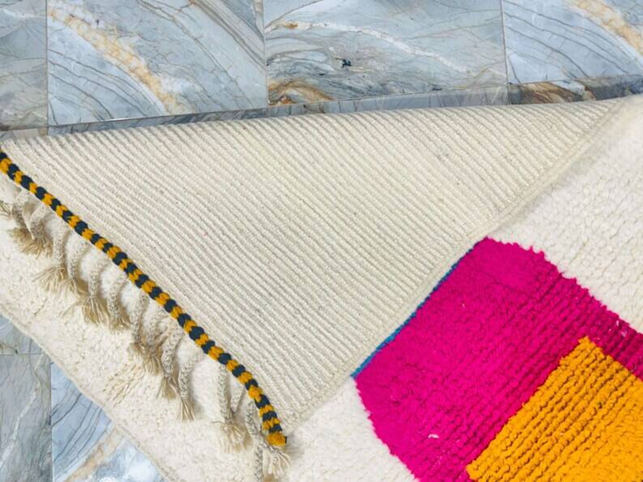Handmade pure wool rug, size 100 x 200 cm