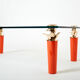 Rare coffee table lacquer orange bronze glass signed Garouste & Bonetti 1995