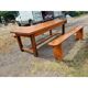 Table de ferme campagnarde en chêne et pin + 2 bancs