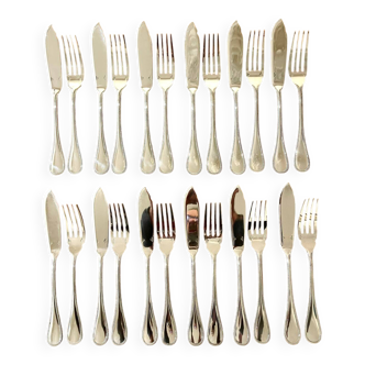 Christofle Perles 12-piece fish cutlery set, excellent condition