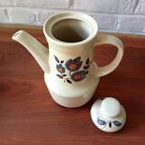 Vintage floral pattern stoneware coffee set, Saint-Amand Sologne earthenware