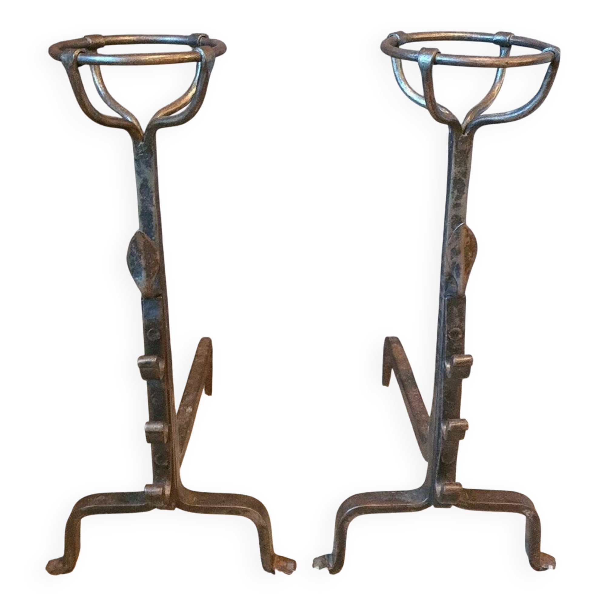 Pair of Landier and Godet fire dogs from the 19th century.