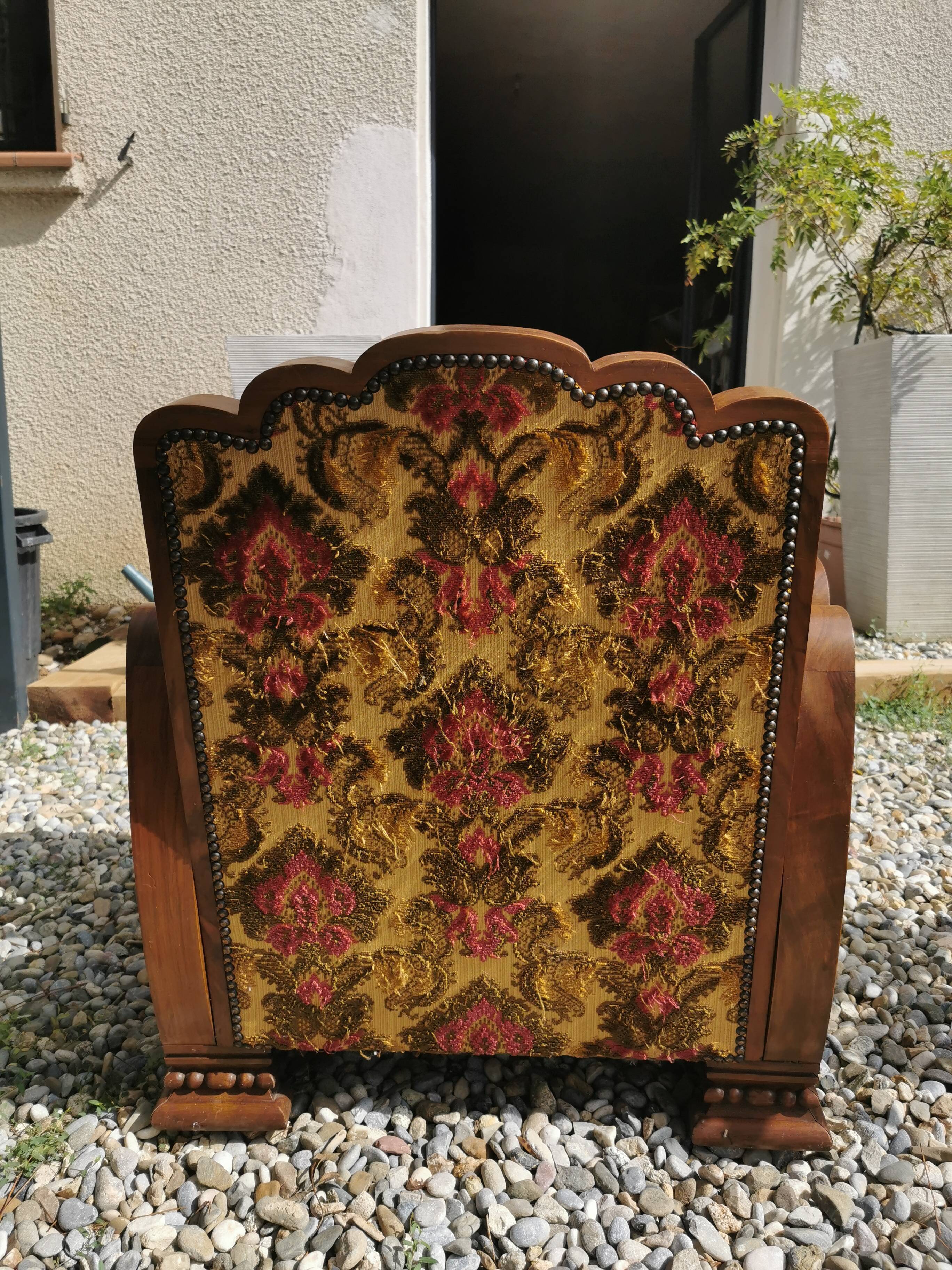 Art Deco armchair solid walnut