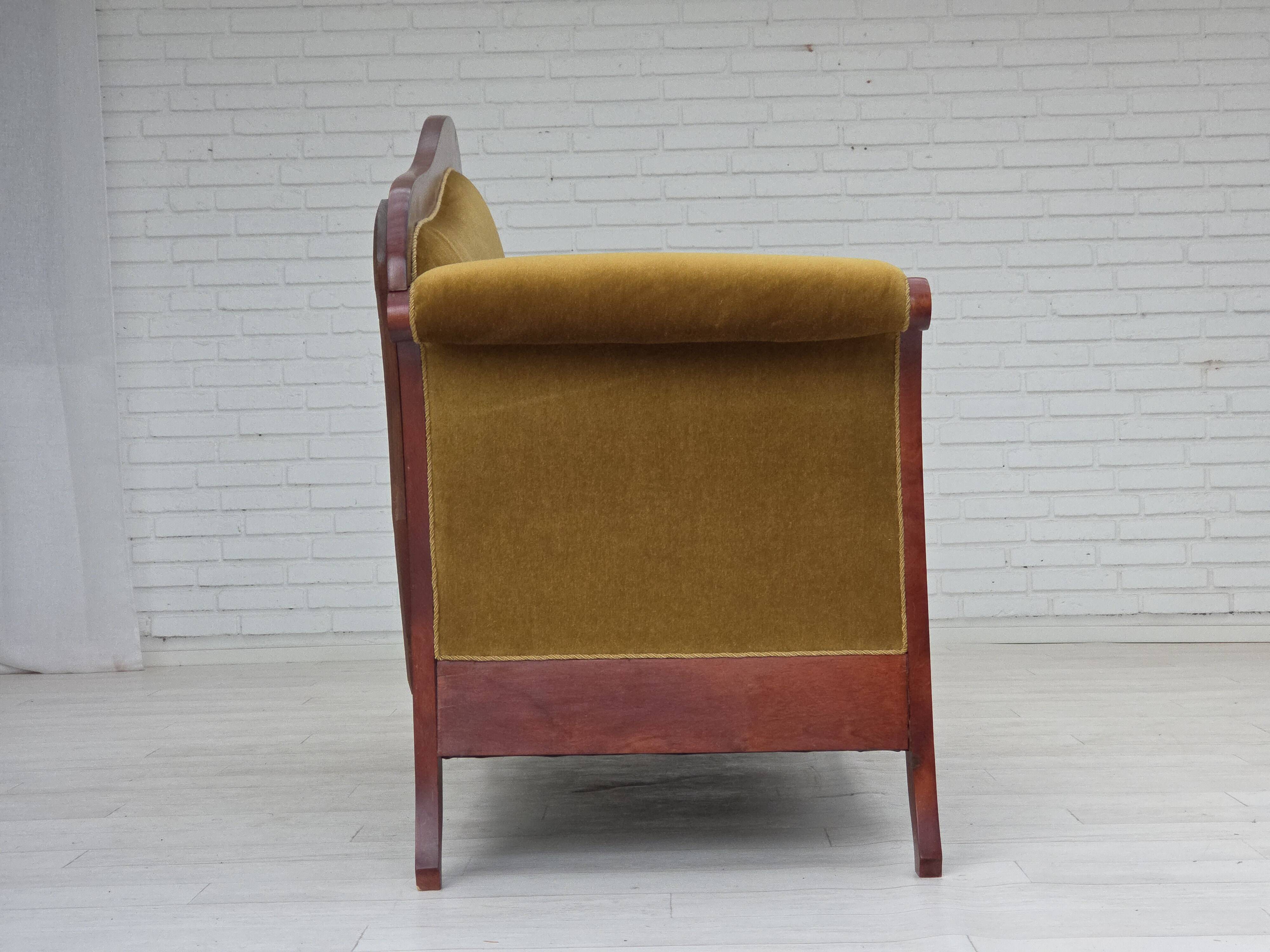 1950s, Danish 2-seater sofa in Biedermeier style, furniture velour.