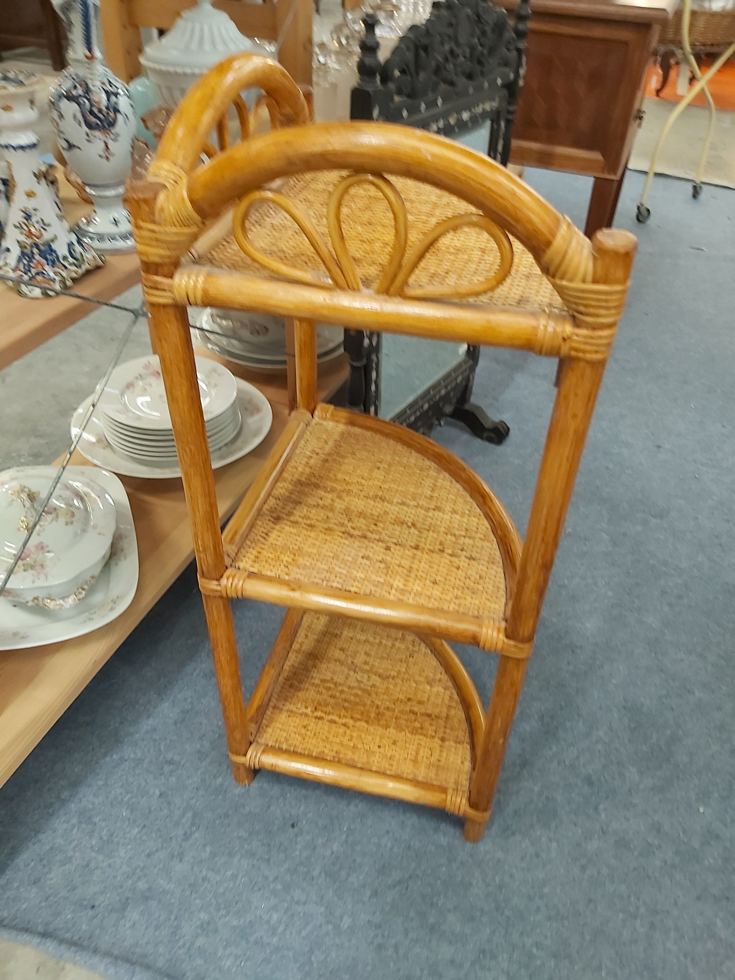 Rattan corner shelf