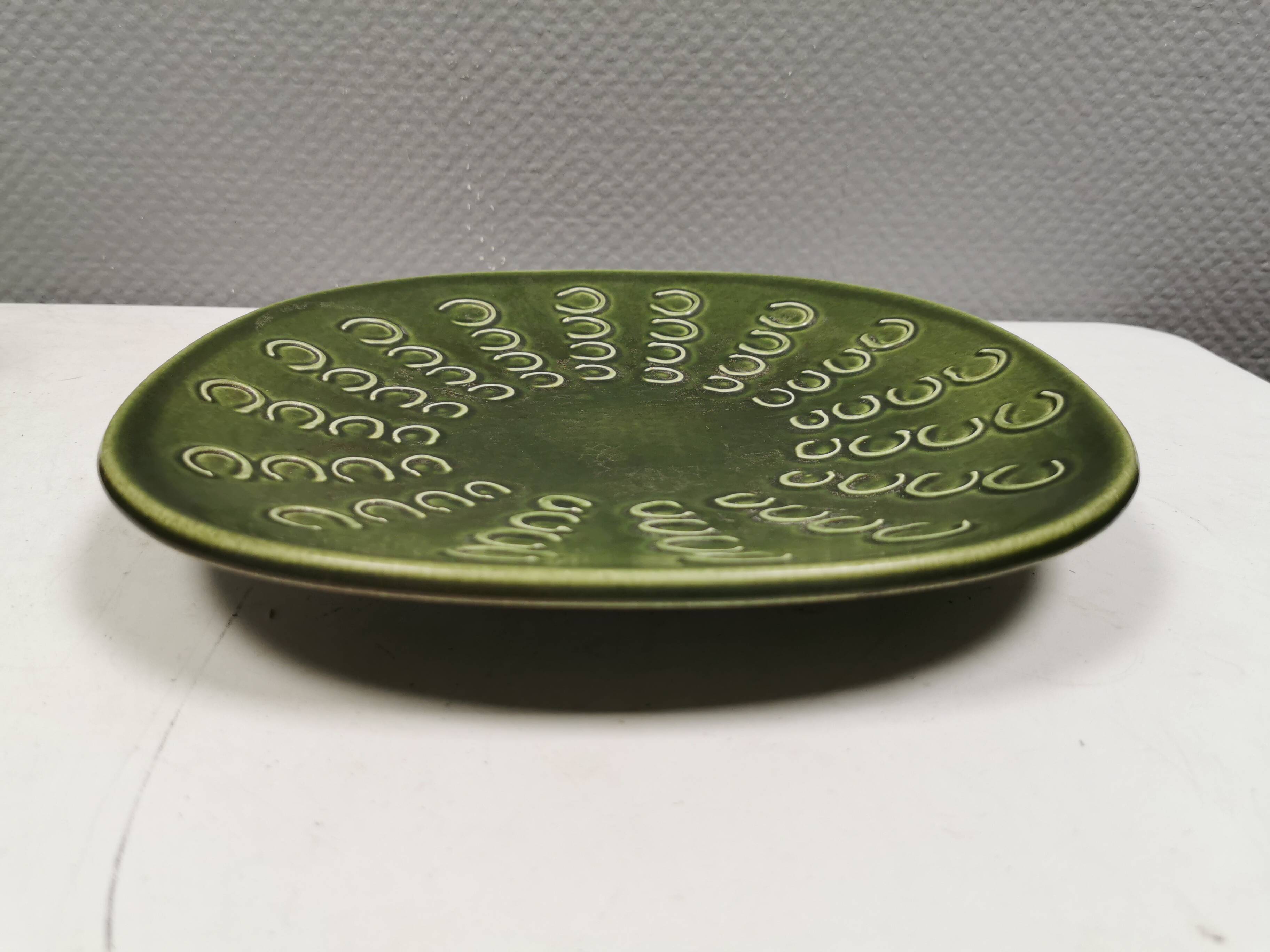 Beautiful large green dish from Danish Knabstrup 1950s