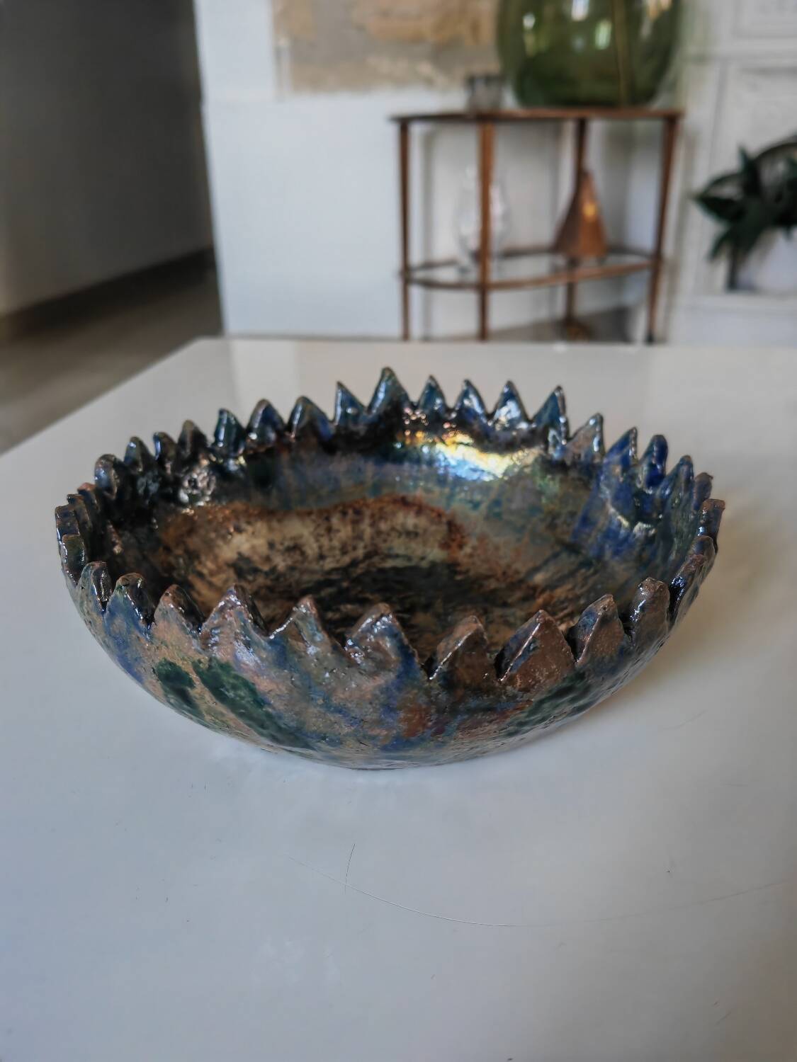 Empty raku pocket bowl