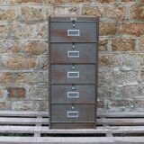 Patinated metal industrial filing cabinet – roneo