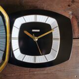 Vintage formica clock silent trapezoid wall clock "Bayard noir"