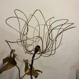 Lampadaire "fleurs" en laiton doré