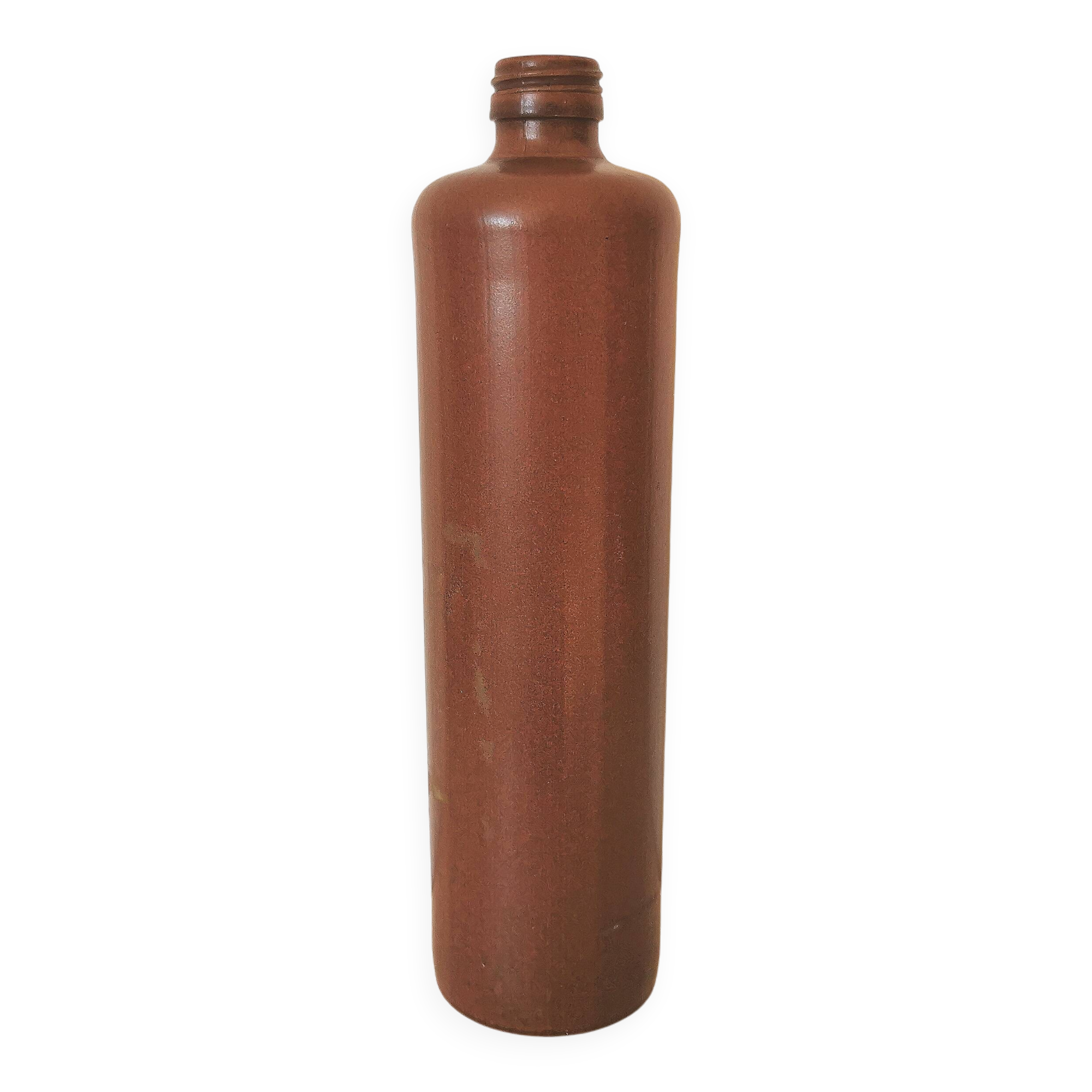 bottle, vase, soliflore in brown glazed stoneware