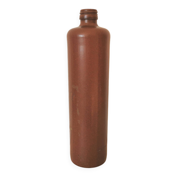 bouteille , vase , soliflore en grès vernissé marron