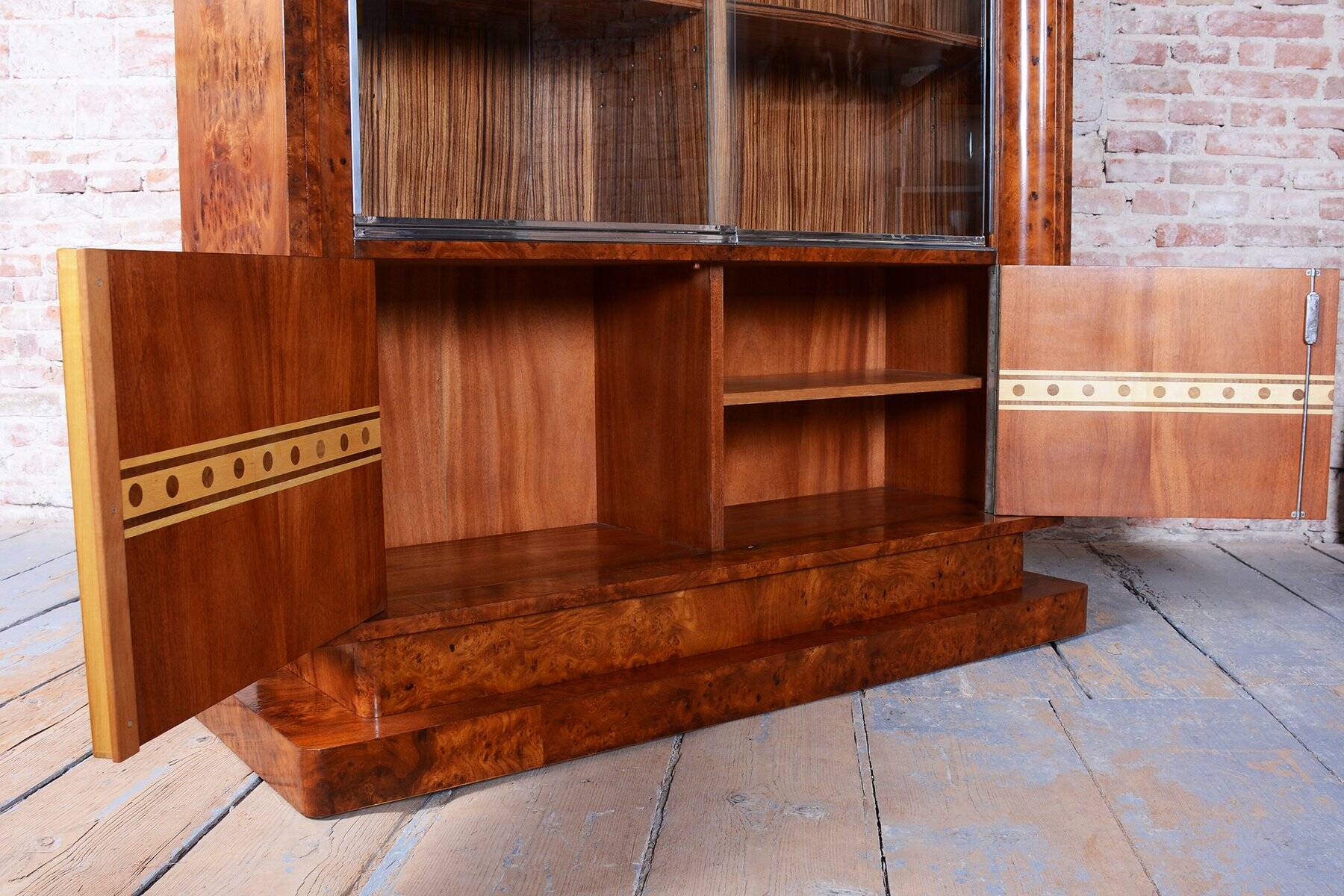 Art Deco Bookcase in Elm and Mahogany, 1920s