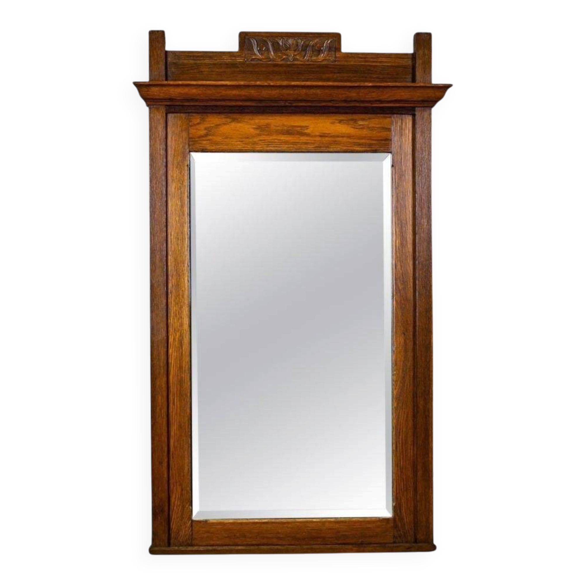 Vintage Floor Mirror in Light Brown Oak Frame, 1950s