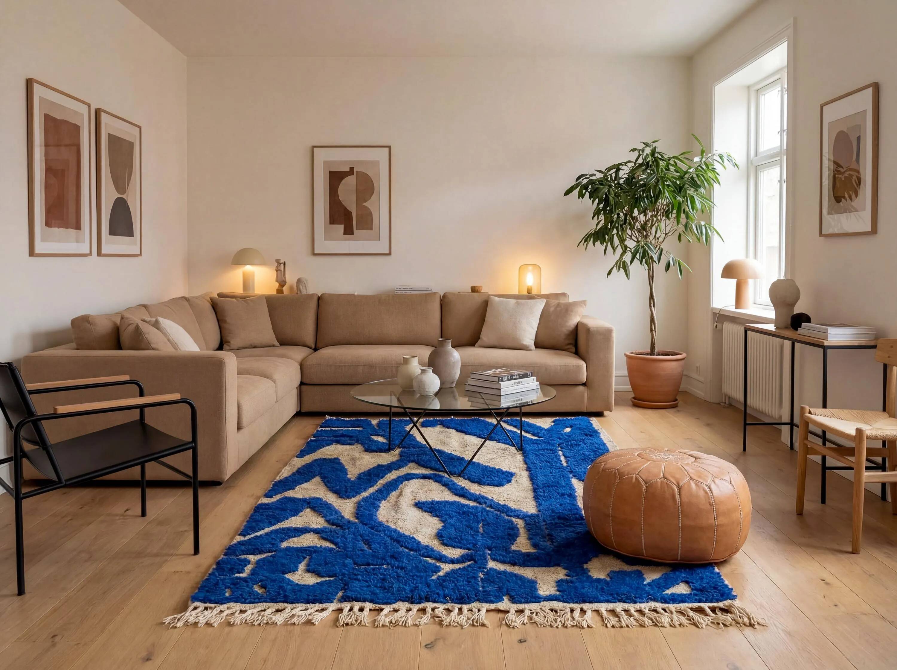 Handmade Berber rug in wool 3 x 2 m