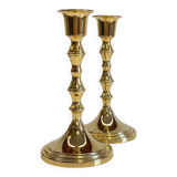 Pair of vintage golden metal candle holders