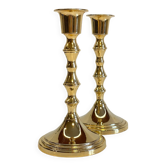 Pair of vintage golden metal candle holders