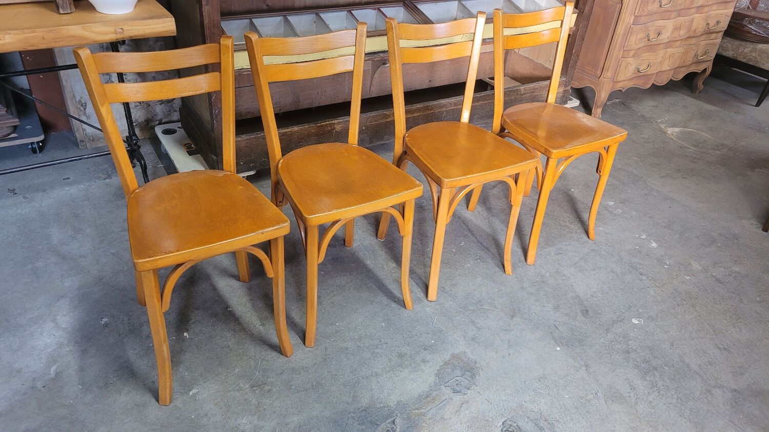 Series of 4 bistro chairs signed Baumann 1950 vintage