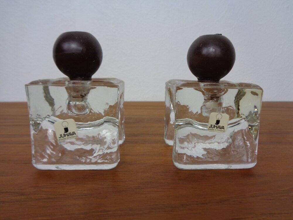 Finnish Ice Glass Candlesticks by Timo Sarpaneva for Juhava, 1970s, Set of 4