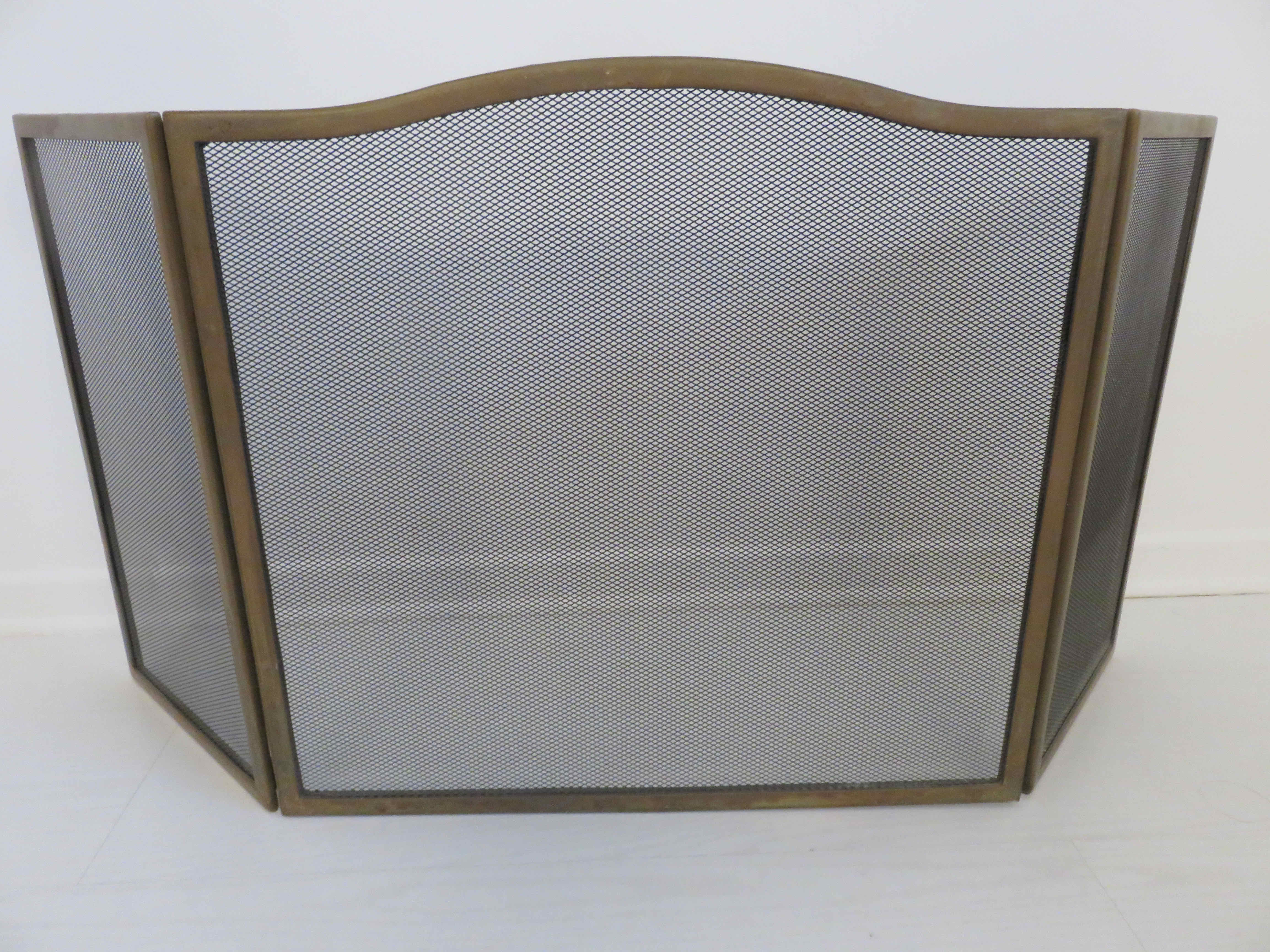 3-panel brass fireplace screen 70s