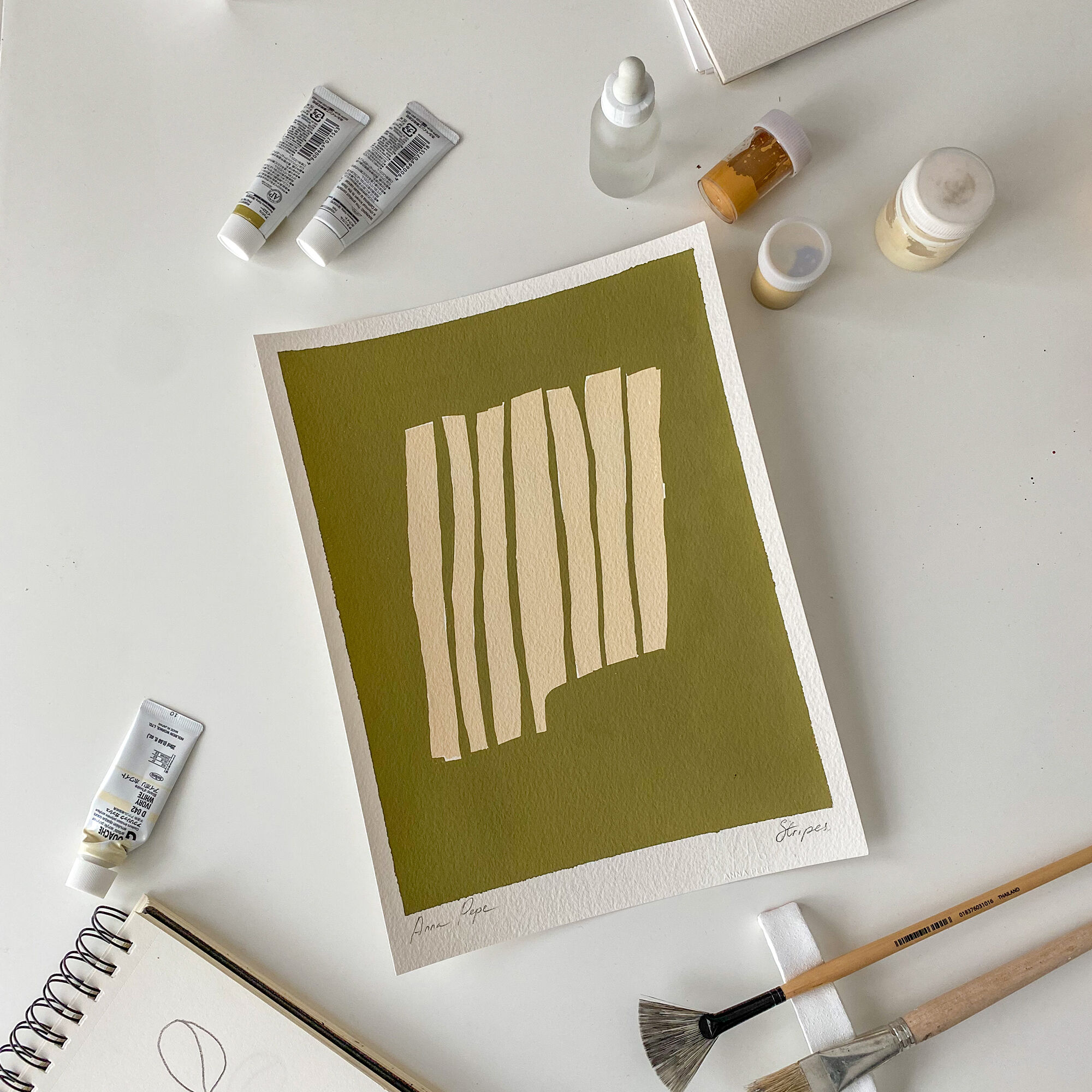 Original gouache painting "Stripes"