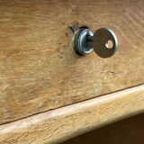 Antique light oak desk from the 1950s with 4 drawers