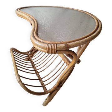 Table d'appoint en rotin vintage