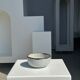 Small white glazed ceramic bowl black edges